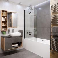 Шторка для ванны Grossman GR-106/100 BLACK 100х150 распашная,черный