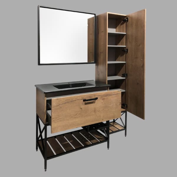 Тумба с раковиной Comforty "Бредфорд-90" дуб темный