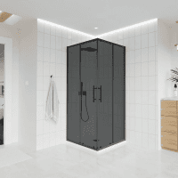 Душевой угол Veconi Evo 300 GR, 800х800x1950, графит брашинг, тонированное матовое стекло