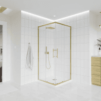 Душевой угол Veconi Evo 300 G, 800х800x1950, золото брашинг, прозрачное стекло
