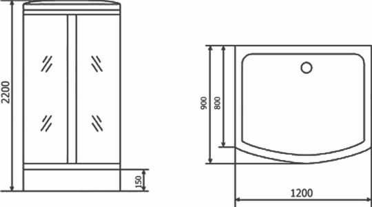 Душевая кабина Timo Standart T-6615 S профиль серебристый матовый, 120x90x220 см