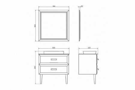 Зеркало Comforty "Империя-80" белый глянец