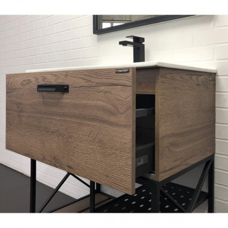 Тумба с раковиной Comforty "Бредфорд-75" дуб темный