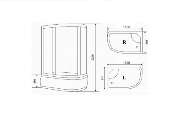 Душевая кабина Timo Standart T-1110 L, 110х85х220 см