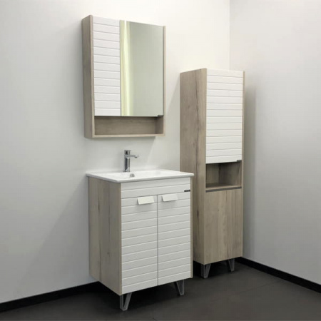Шкаф-колонна Comforty "Клеон-40" белый/дуб дымчатый