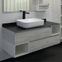 Тумба с раковиной Comforty "Прага-120" дуб белый с антрацитовой столешницей
