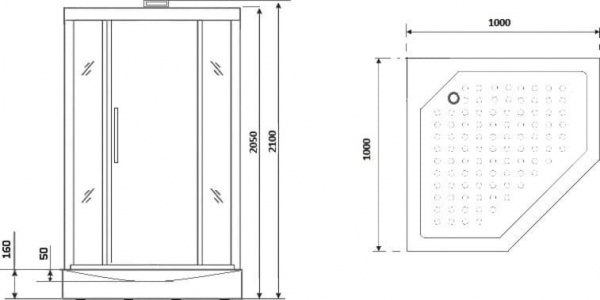 Душевая кабина Niagara Lux NG-7717WBK серебро, 100x100x210 см
