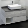 Тумба с раковиной Comforty "Прага-90" дуб белый со светло-серой столешницей