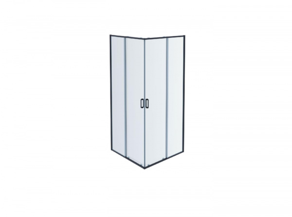 AQ ARI KV10020BL Душевой уголок квадратный, двери раздвижные 1000x1000x2000 профиль черный, стекло прозрачное