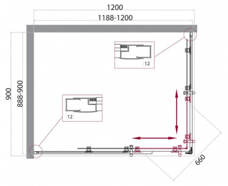 Душевой уголок BelBagno UNO-195-AH-2-120/90-C-Cr