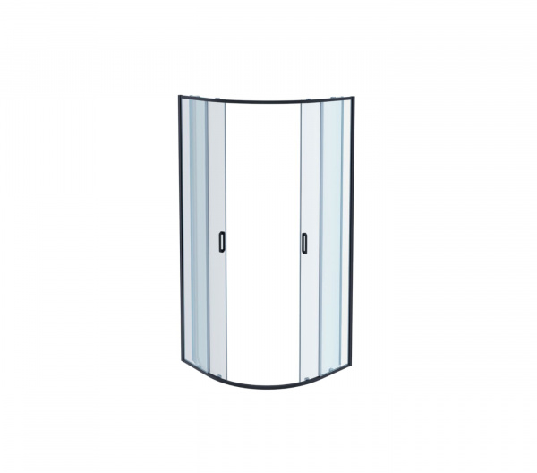 AQ ARI RO10020BL Душевой уголок 1/4 круга, двери раздвижные 1000x1000x2000, профиль черный, стекло прозрачное