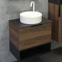 Тумба с раковиной Comforty "Штутгарт-60" дуб тёмно-коричневый с черной столешницей