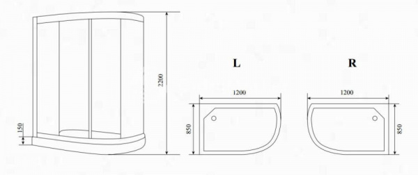 Душевая кабина Timo Standart T-1102 R, 120х85х220 см