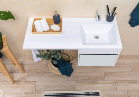 Тумба с раковиной Aquanet Токио 130 R белый (подвесная, 1 ящик)