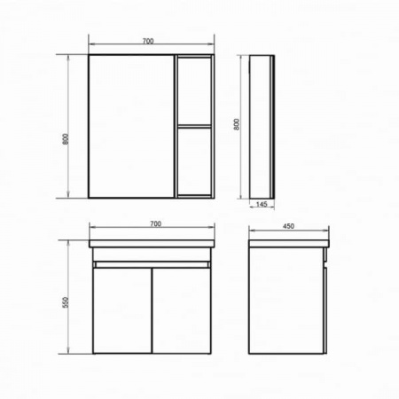 Тумба с раковиной Comforty "Осло-70ПД" бетон светлый