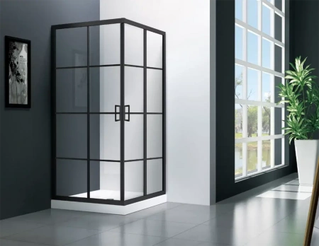 Душевой угол Veconi Rovigo RV-09,900x900x1950, черный, стекло прозрачное
