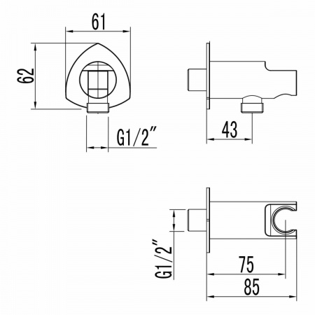 Подключение  для душевого шланга Lemark LM3585С с креплением для лейки