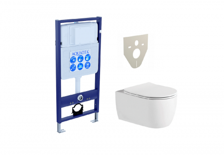 Set AQUATEK ЕВРОПА  (рама AQUATEK Standard INS-0000012+звукоизоляционная прокладка+унитаз ЕВРОПА AQ1106L-00+тонкое сиденье с механиз