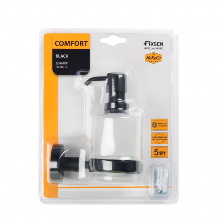 Дозатор жидкого мыла черный Fixsen Comfort  Black FX-86012