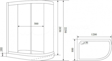 Душевая кабина Timo Premium Ilma-902 L B Black, 120x80x225 см