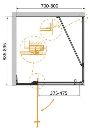 Душевой уголок Cezares SLIDER-AH-1-90-70/80-BR-Cr