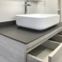 Тумба с раковиной Comforty "Прага-90" дуб белый со светло-серой столешницей