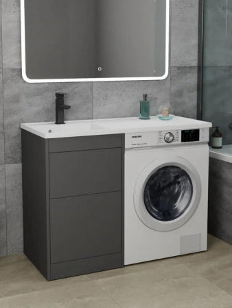 Тумба с раковиной Veneciana TORRE 110 L под стиральную машину 2 ящика, графит