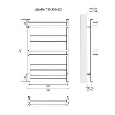 Полотенцесушитель водяной Lemark Linara LM04810 П10 500x800