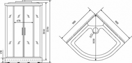 Душевая кабина Timo Standart T-6609 S профиль серебристый матовый, 90x90x220 см