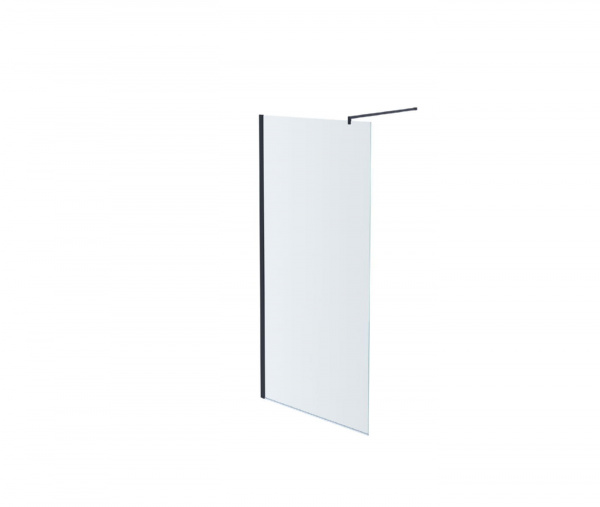 AQ WIW 08020BL Душевая перегородка Walk in с держателем 800x2000 профиль черный, стекло прозрачное