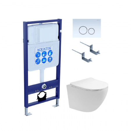 SET AQUATEK ЕВРОПА T KDI15(рама AQUATEK Standard INS-0000012 с клавишей KDI-0000015 и крепежом KKI-0000002+унитаз AQ1900T-00 с тонким сиденьем sc)