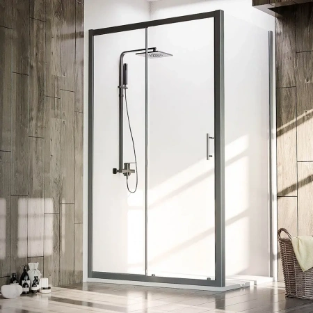 Душевой угол Veconi Rovigo RV-072B, 1200х800х1900 черный, стекло прозрачное