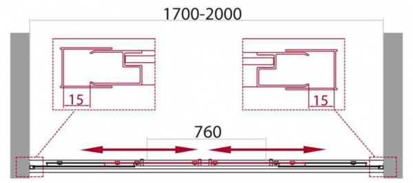 Душевая дверь BelBagno UNIQUE-BF-2-170/200-C-Cr