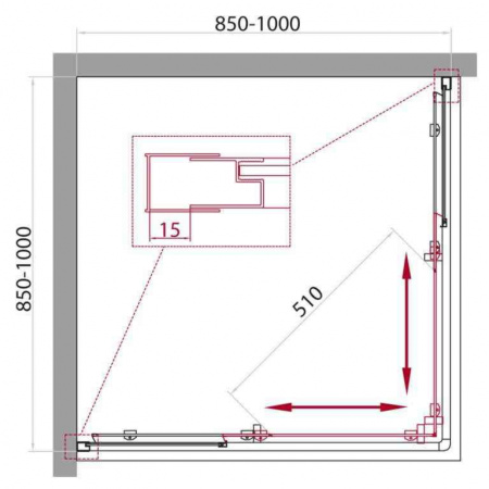Душевой уголок BelBagno UNIQUE-A-2-85/100-P-Cr