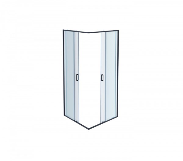 AQ ARI KV10020BL Душевой уголок квадратный, двери раздвижные 1000x1000x2000 профиль черный, стекло прозрачное