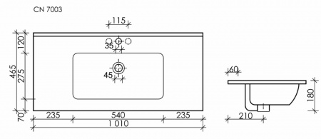 Умывальник накладной прямоугольный Sancos Element 101
