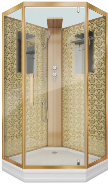 Душевая кабина Niagara Lux NG-7717GBK золото, 100x100x210 см