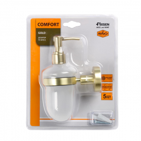 Дозатор жидкого мыла золото-сатин Fixsen Comfort Gold FX-87012