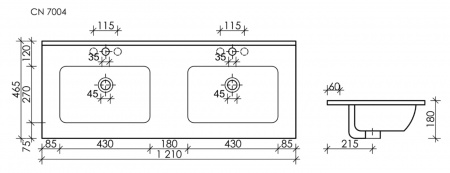 Умывальник накладной прямоугольный Sancos Element 121