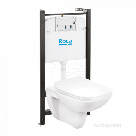ПЭК Roca Debba 893104970 подвесная чаша Rimless + инсталляция + Slim сиденье дюропласт, без панели смыва