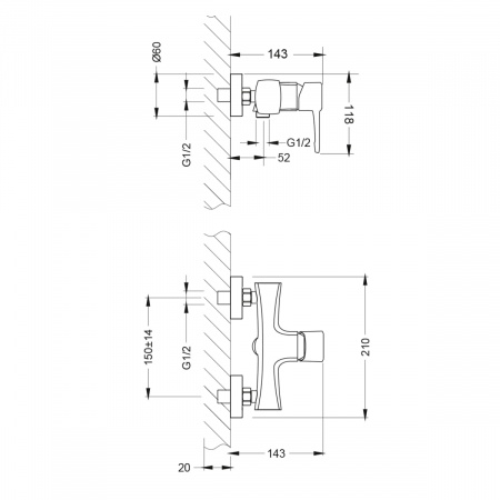 Смеситель Lemark Evitta LM0503C для душа