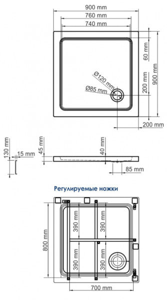 Душевые поддон WasserKRAFT Amper 29T03