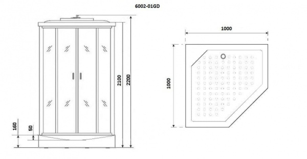 Душевая кабина Niagara Premium NG-6002-01GD, 100x100x220 см