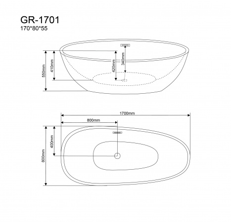 Ванна отдельностоящая Grossman Fly GR-1701 (170х80х55) белая