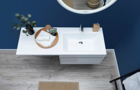 Тумба с раковиной Aquanet Токио 130 R белый (подвесная, 1 ящик)