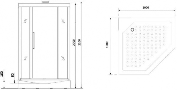 Душевая кабина Niagara Lux NG-7717GBK золото, 100x100x210 см