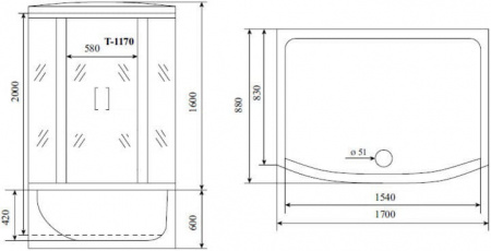 Душевая кабина Timo Standart T-1170, 170x88x220 см