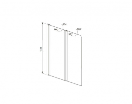 AQ NFB 6222-100 (новый артикул AQ DEL SBA 10015CH) Шторка на ванну двухэлементная, поворотная 1000X1500 профиль хром, стекло прозрачное