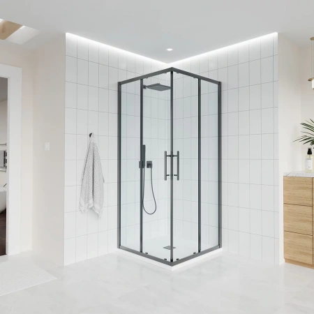 Душевой угол Veconi Evo 300 GR, 1100х900x1950, графит брашинг, прозрачное стекло