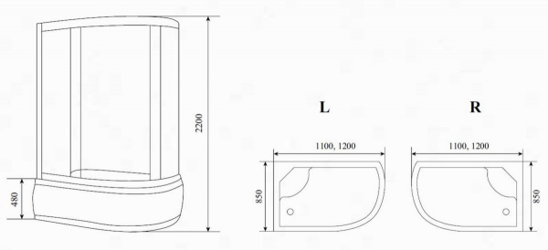 Душевая кабина Timo Standart T-1120 L, 120х85х220 см